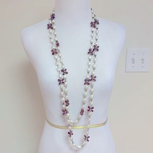 Vintage CHANEL Gripoix Necklace with pearls, rhinestones & hand poured red glass